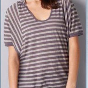 LOFT Striped Blouson Hooded Pullover Top